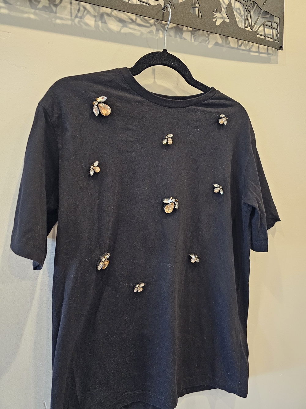 Black Embellished Gem Tee